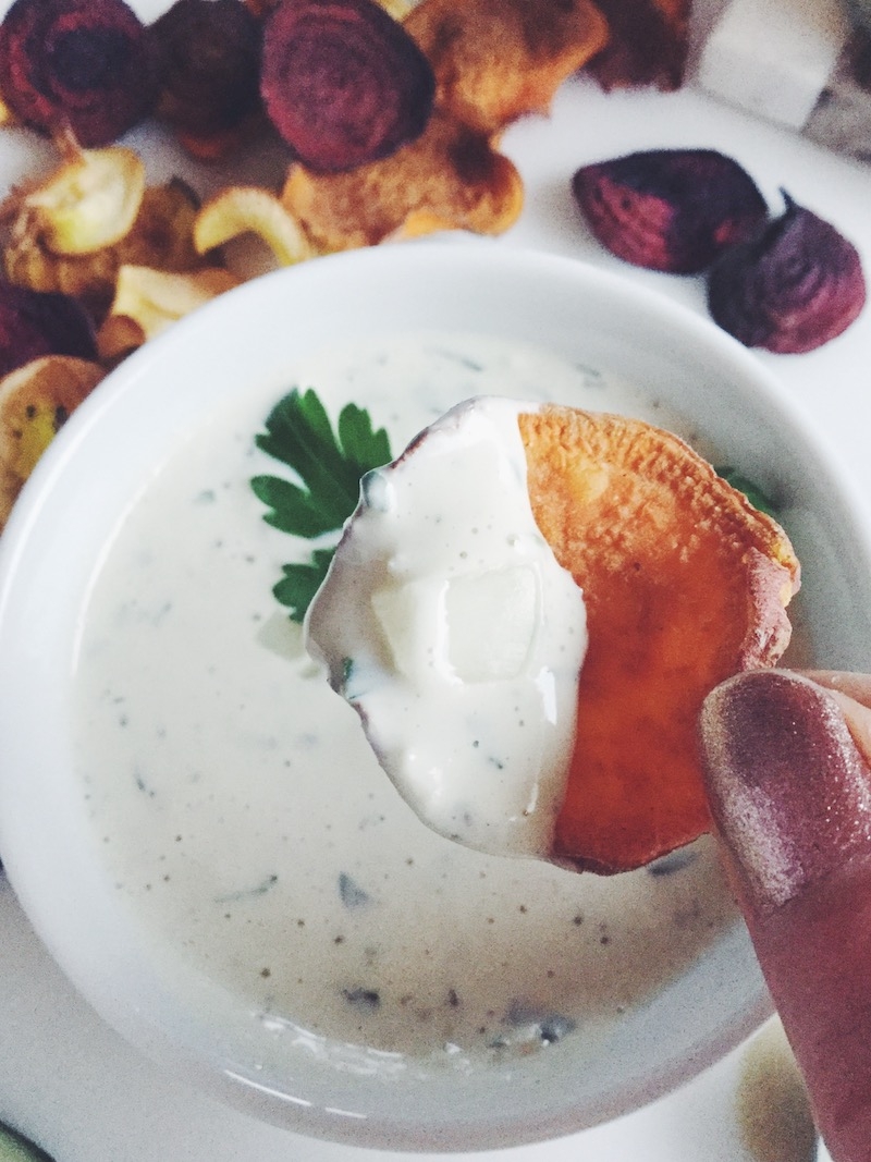 Raw Vegan Tahini Sour Cream and Onion Dip